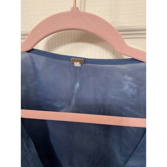 NWT Young,Fabulous,&Broke Tia Chiffon Cropped Top in Aviator Blue Pillar Wash, S - Picture 3 of 6